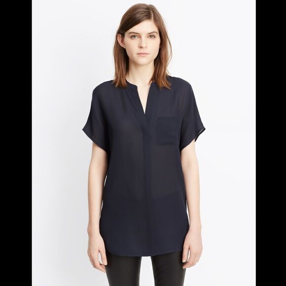 Vince Navy Chiffon Blouse NWT - Picture 1 of 7